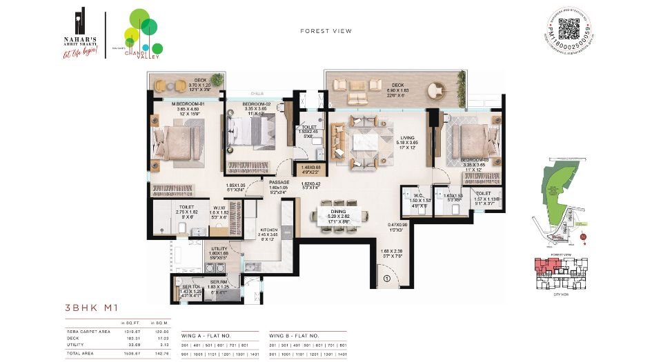 Nahar-chandi-valley-floor-plan-3 BHK- Forest-View-1537 Sqft